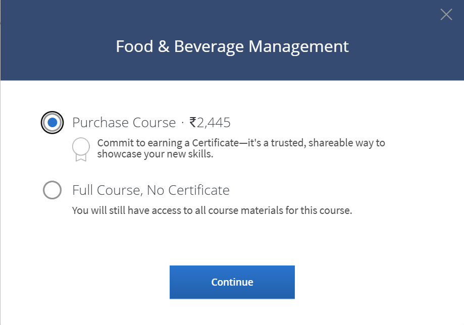 Coursera offers full course access, but monetizes from paid certificates 
