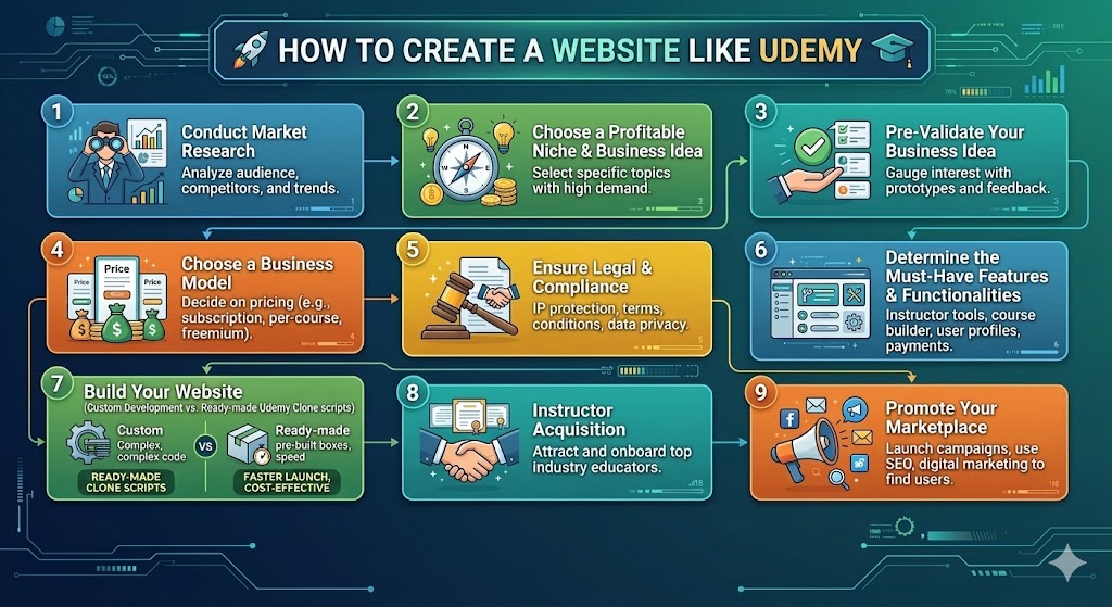 steps to create website like udemy