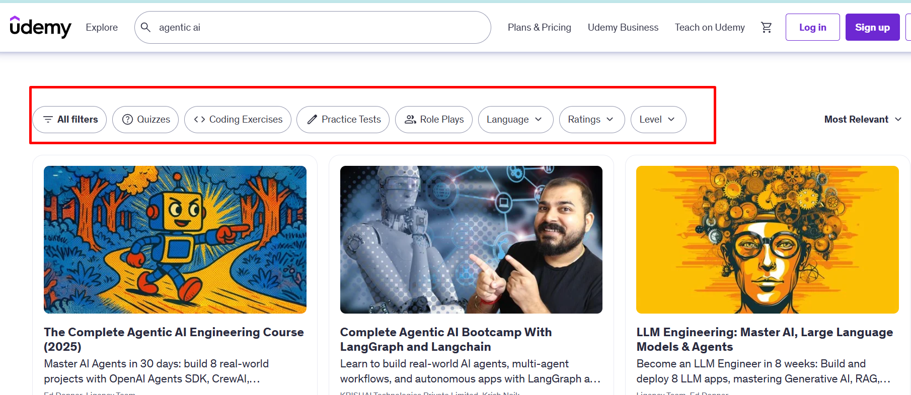 Udemy Course Search Results