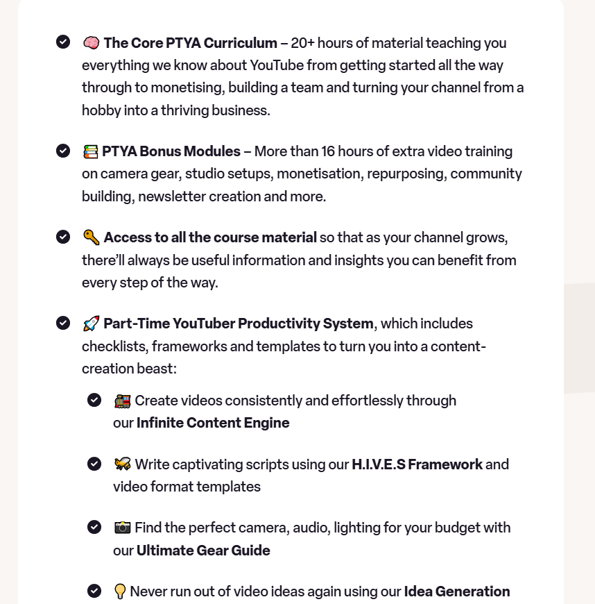 Ali Abdaal’s Part-Time YouTuber Academy Curriculum
