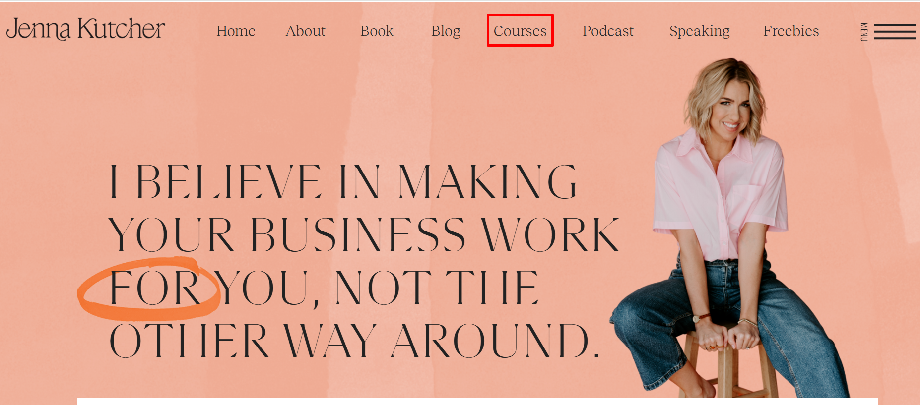 Jenna Kutcher’s Course-Selling Website