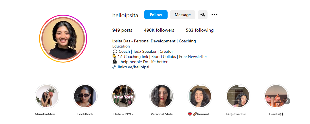 Ipsita Das Instagram profile