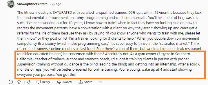 Reddit discussions on why it is recommended to start with in person training