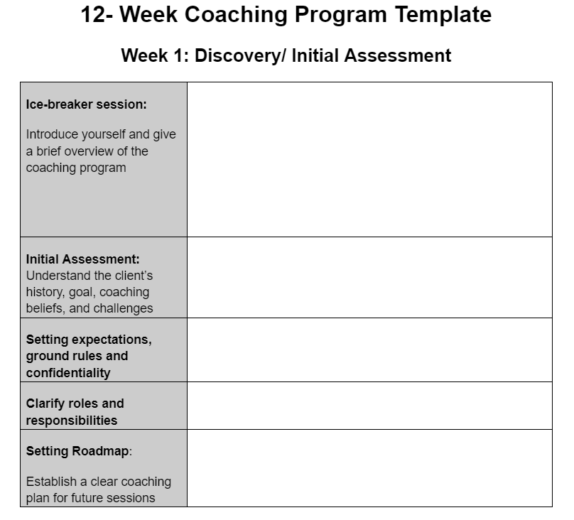 Free 12-Week Coaching Program Template