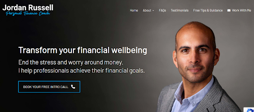 Personal Finance Coach Jordan Russell sells his coaching calls through his professional website. 