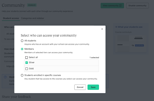 Teachable Community-Building Feature