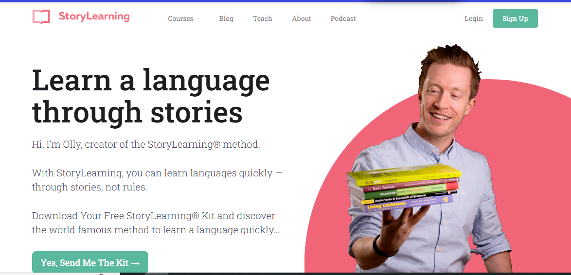 Olly Richard's official learning platform, StoryLearning, hosts informative blogs and podcasts on language learning.