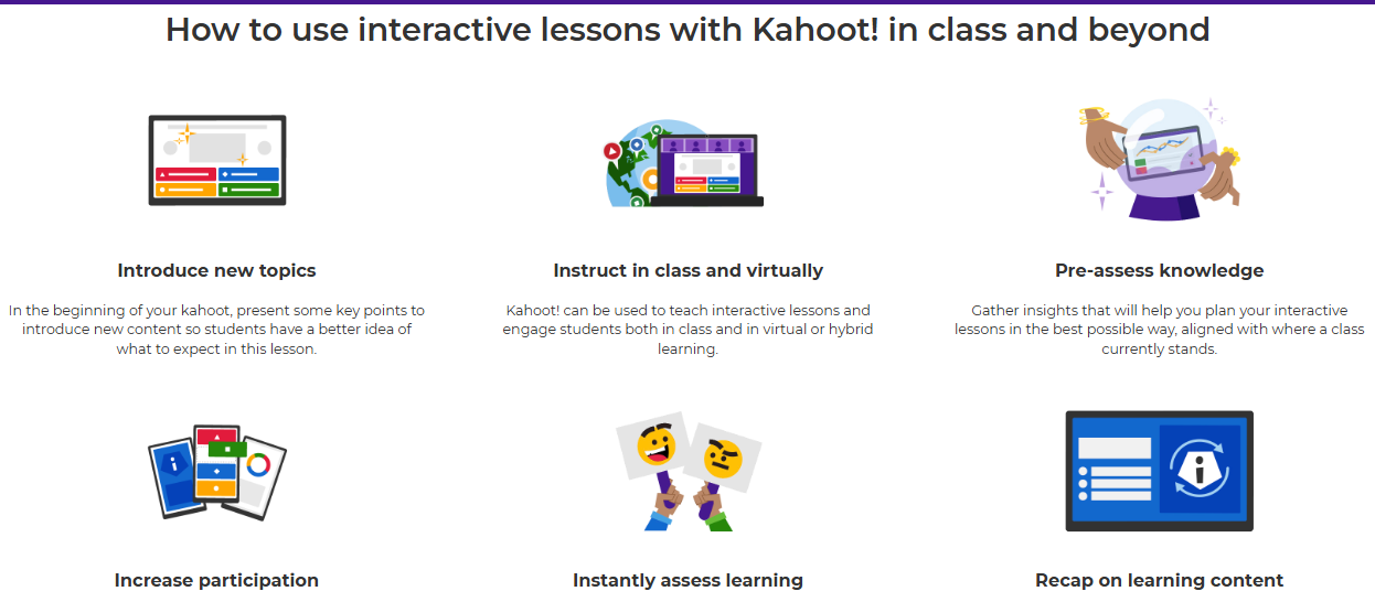 Kahoot is a great platform that offers interactive features to drive engagement in classroom