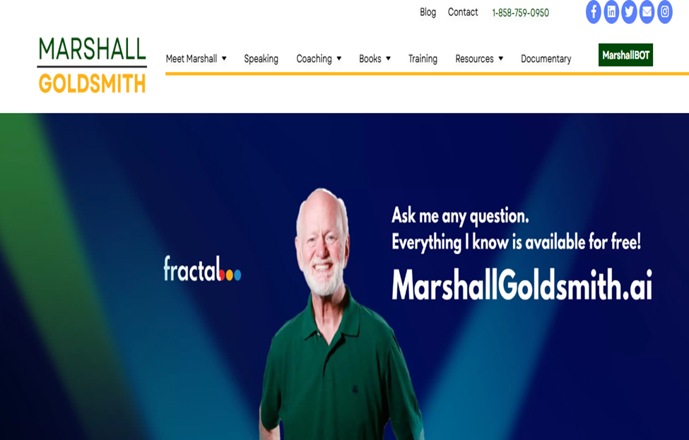 Marshall Goldsmith's official website includes coaching programs, valuable resources, testimonials, and best-selling books.