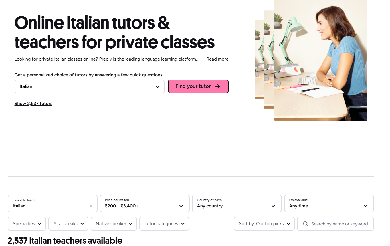 Preply Tutor Discovery Feature