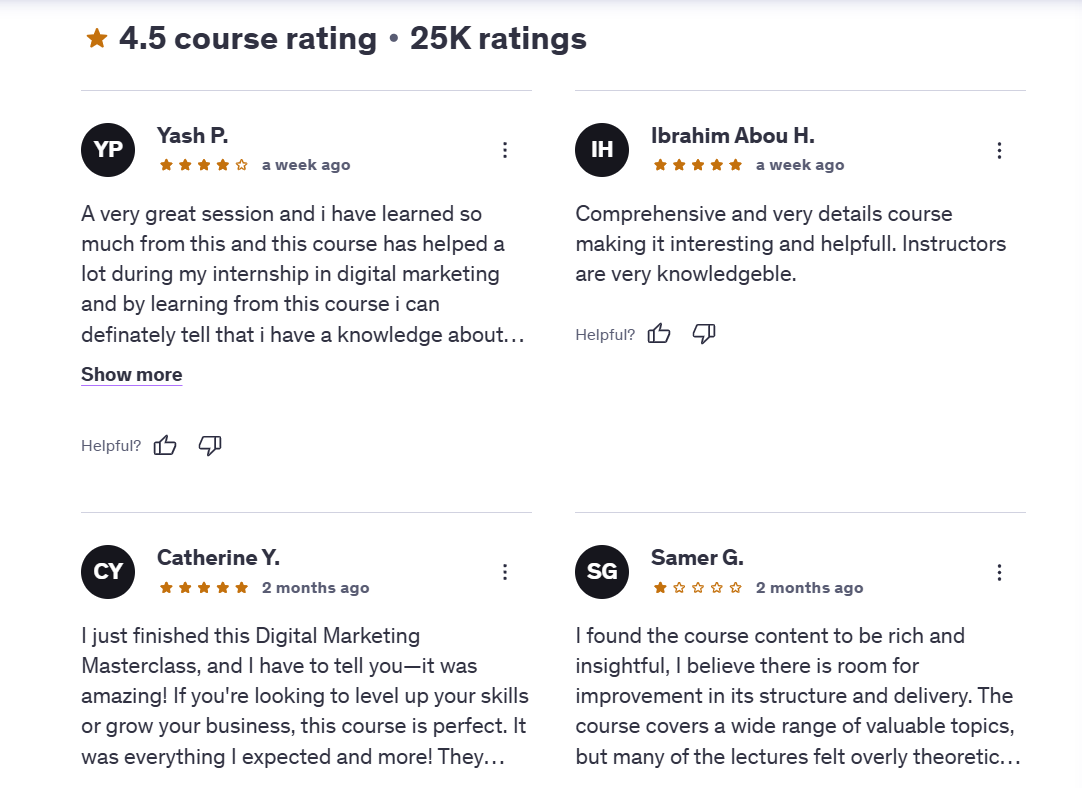 Udemy Digital Marketing Course Comments