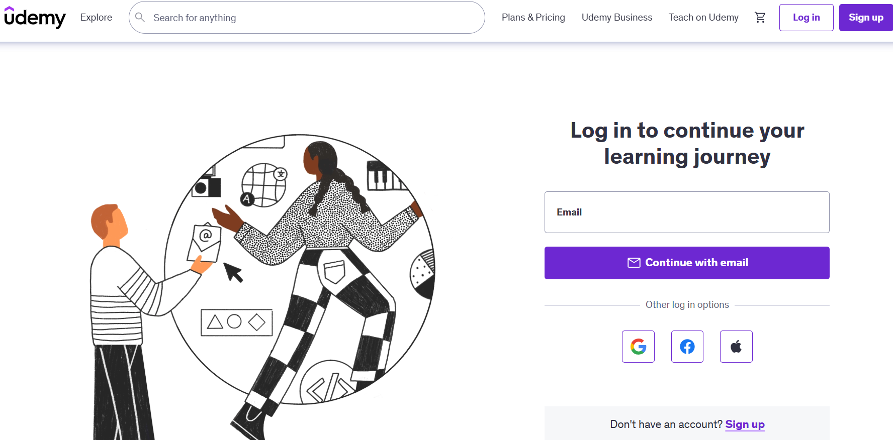 Udemy Login Page