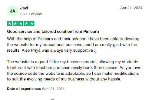 Pinlearn Testimonial