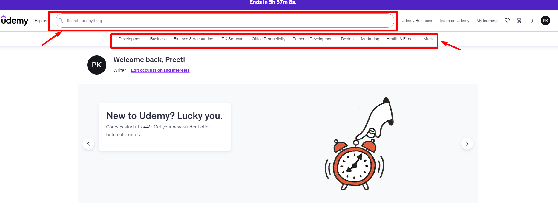 Udemy’s Easy Course Navigation - Drop down menus, search tool, navigation bar