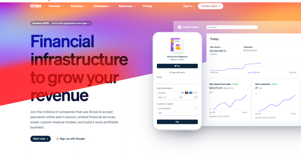 Stripe, a secure and global payment gateway for online tutoring platforms