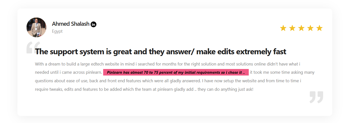 Pinlearn testimonials, Customer Reviews of Pinlearn Tutoring Software