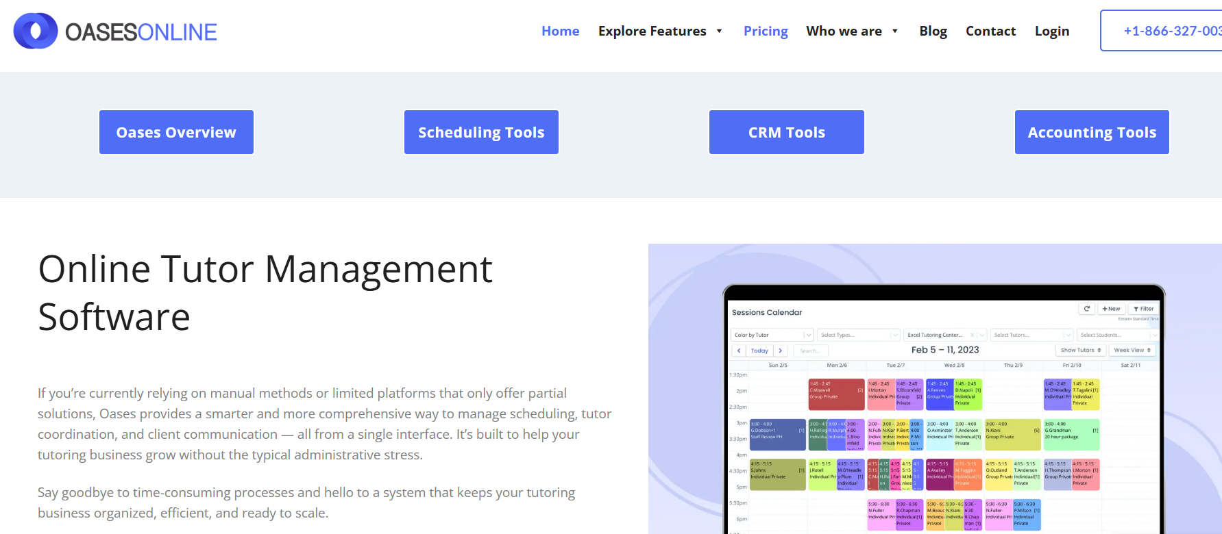 Oases Online alternative to TutorCruncher