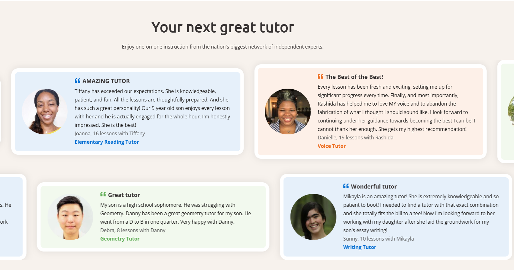 Wyzant student testimonials