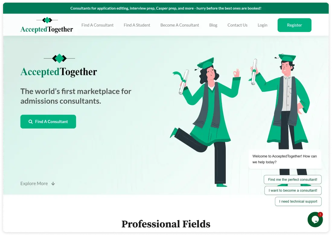 AcceptedTogether e-learning platform built using Pinlearn