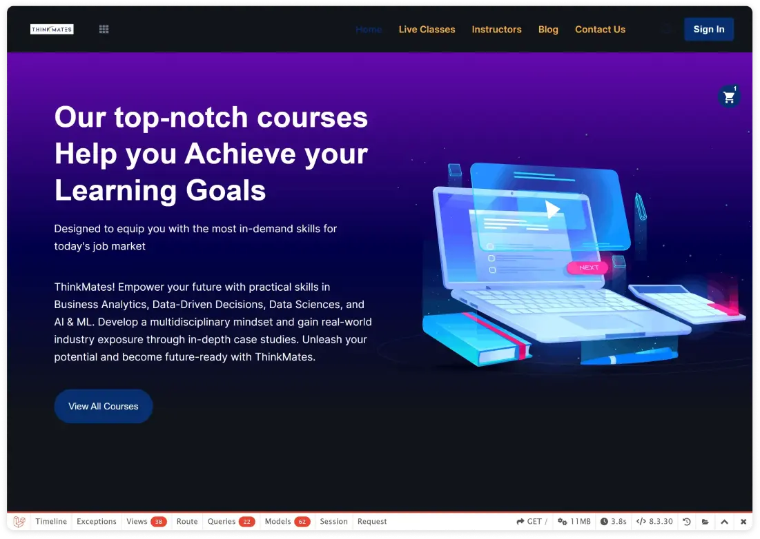 Thinkmates e-learning platform built using Pinlearn