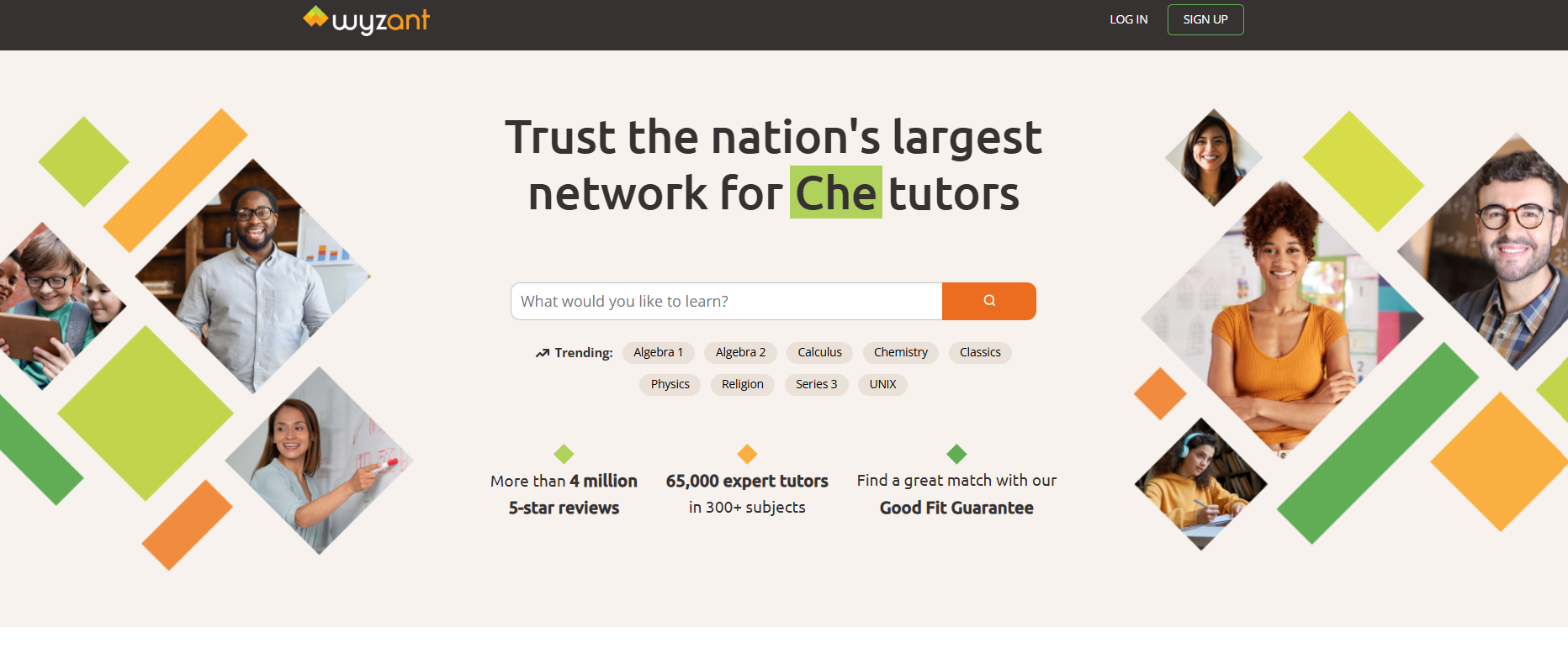 Wyzant homepage for refference