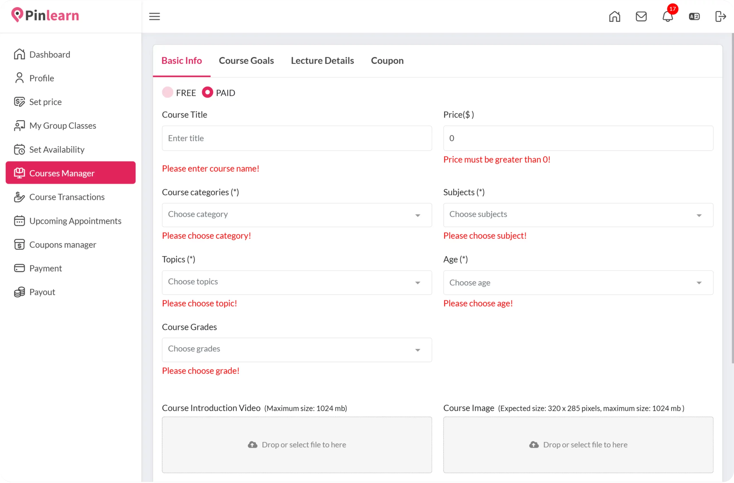 Content and course management features in white-label LMS platform