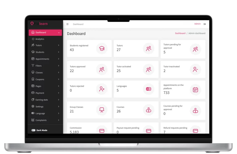 Educator dashboard in LMS clone script