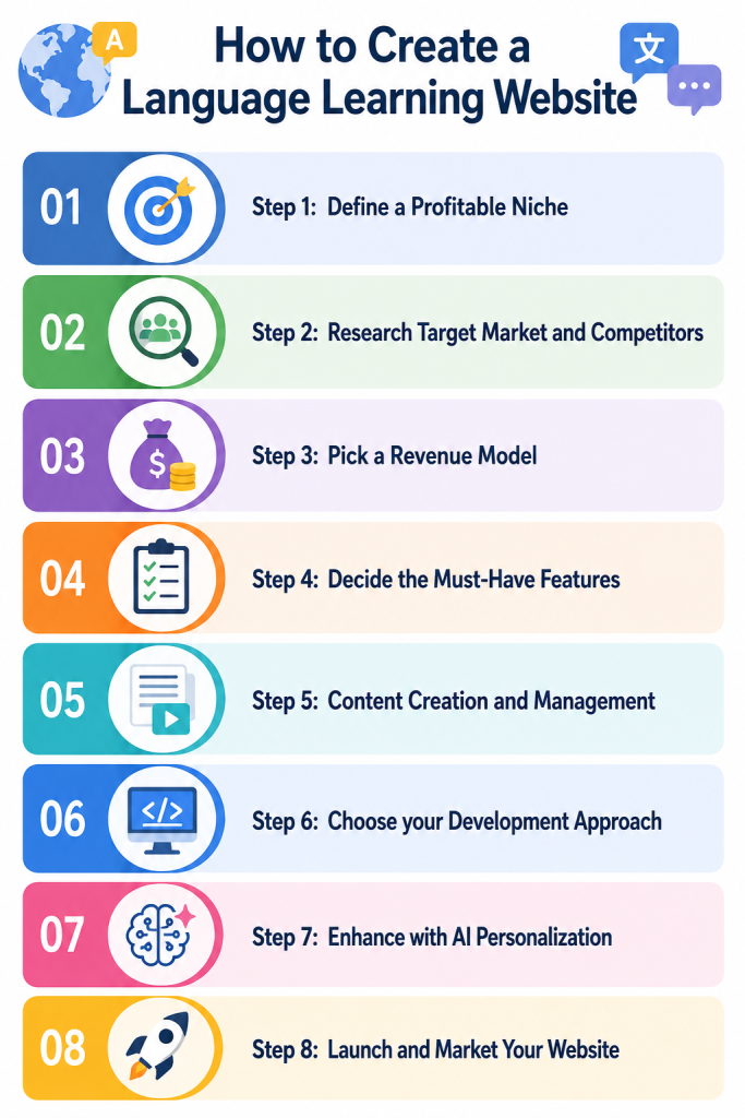 Step Plan to Create a Language Learning Website