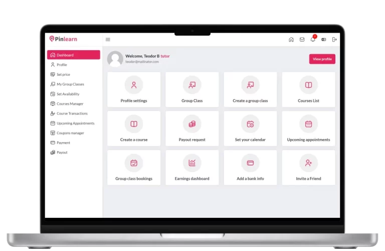 Preply clone tutor dashboard