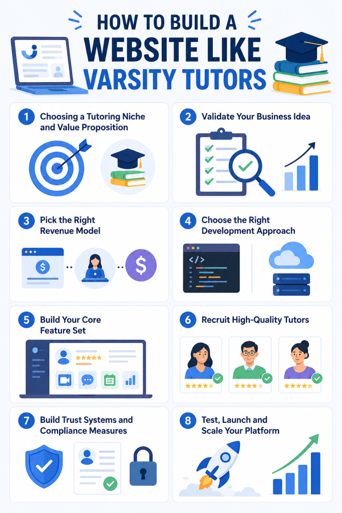 Step-Guide to Build a Website like Varsity Tutors